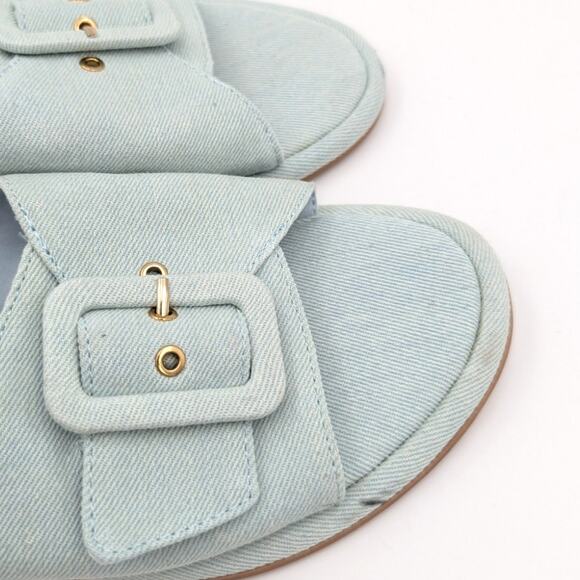 Dolce Vita Albey Slide Sandals Tweed Fabric Buckle Open Toe Blue Size US8 - Picture 10 of 10